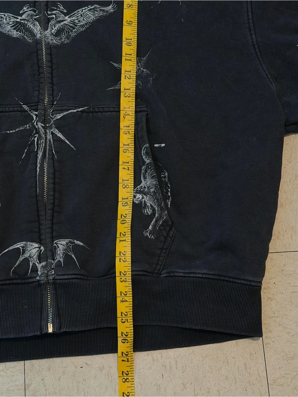 Black YoungLA “Villain” AOP Zip Up Hoodie Size Large